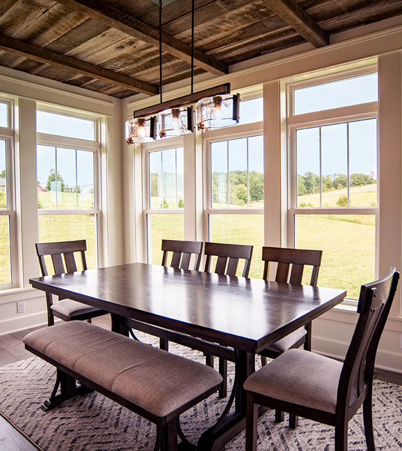 large windows in dining room