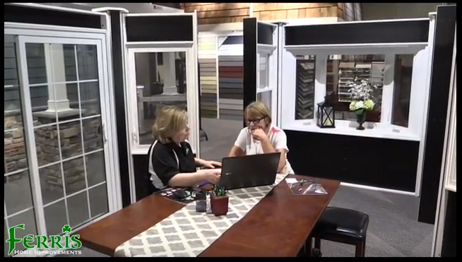 Home Improvement showroom in Delaware by Ferris Women working on laptop