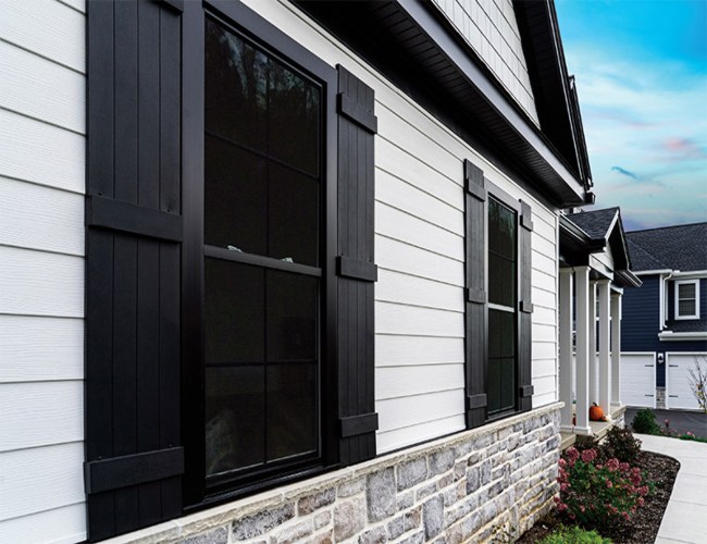 Wooden black windows installed by Ferris home improvements